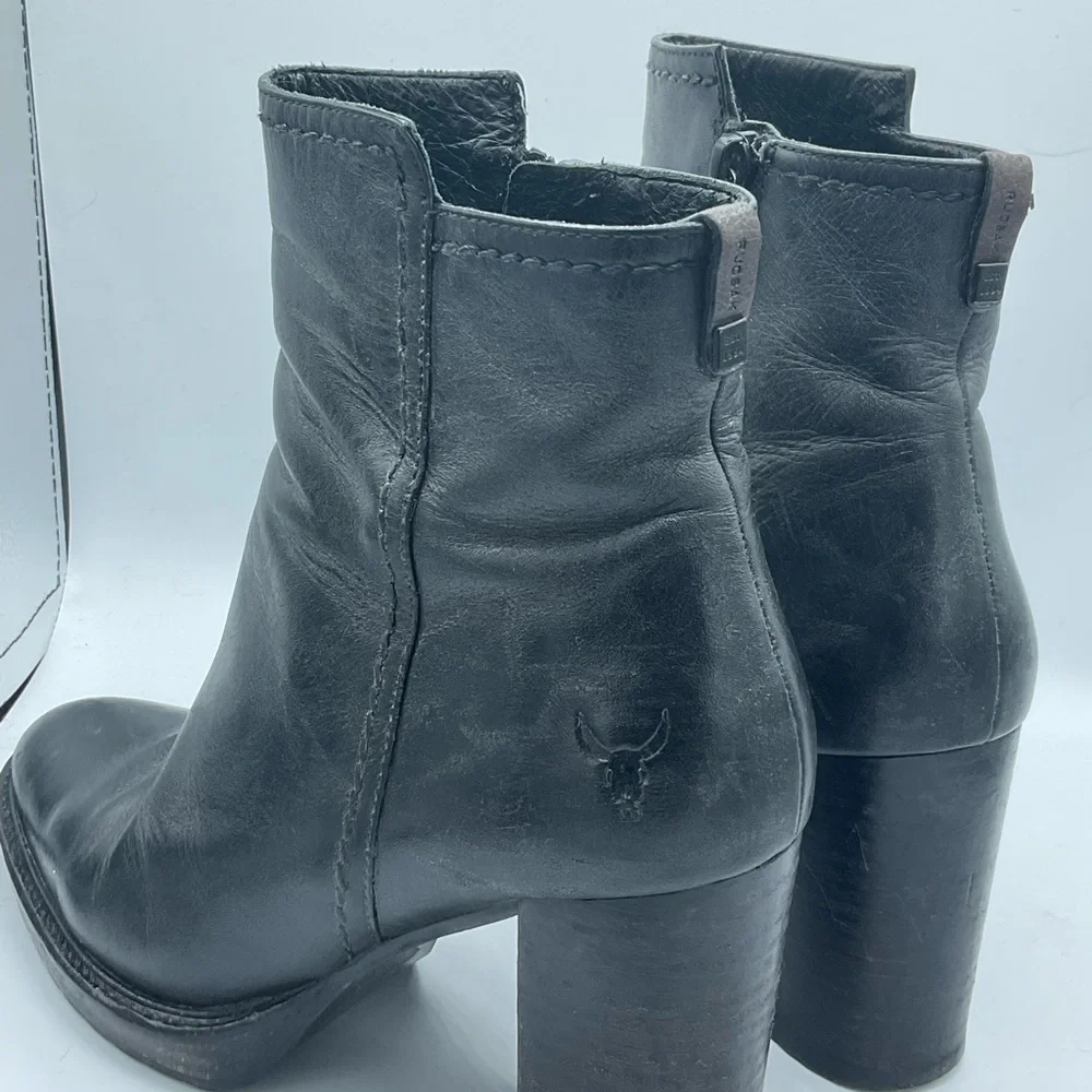 “RUDSAK” “TOTEM” Black Leather Zippered Ankle Boots. - Picture 6 of 16